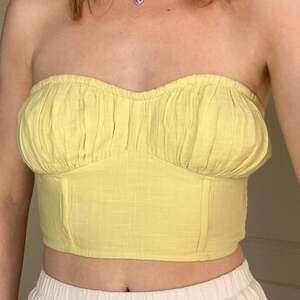 American Eagle Yellow Strapless Bustier Crop Top